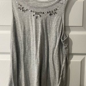 Girls Grey Jeweled Tank Top
